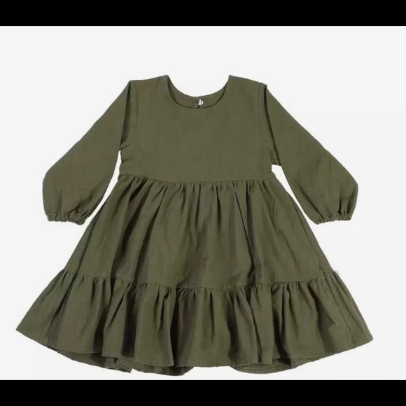 Green Tiered Flowy Fall Dress - Picture 1 of 4